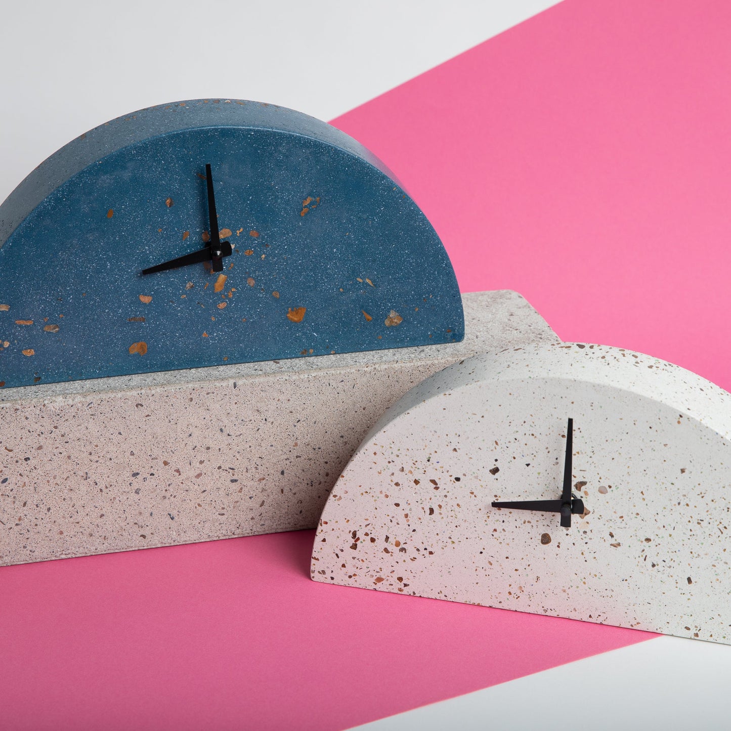 Mantle Clock - Chunky Cobalt Terrazzo