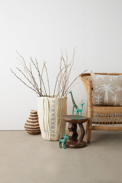 Keiskamma Natural White Linen & Silk Embroidered Throw P...