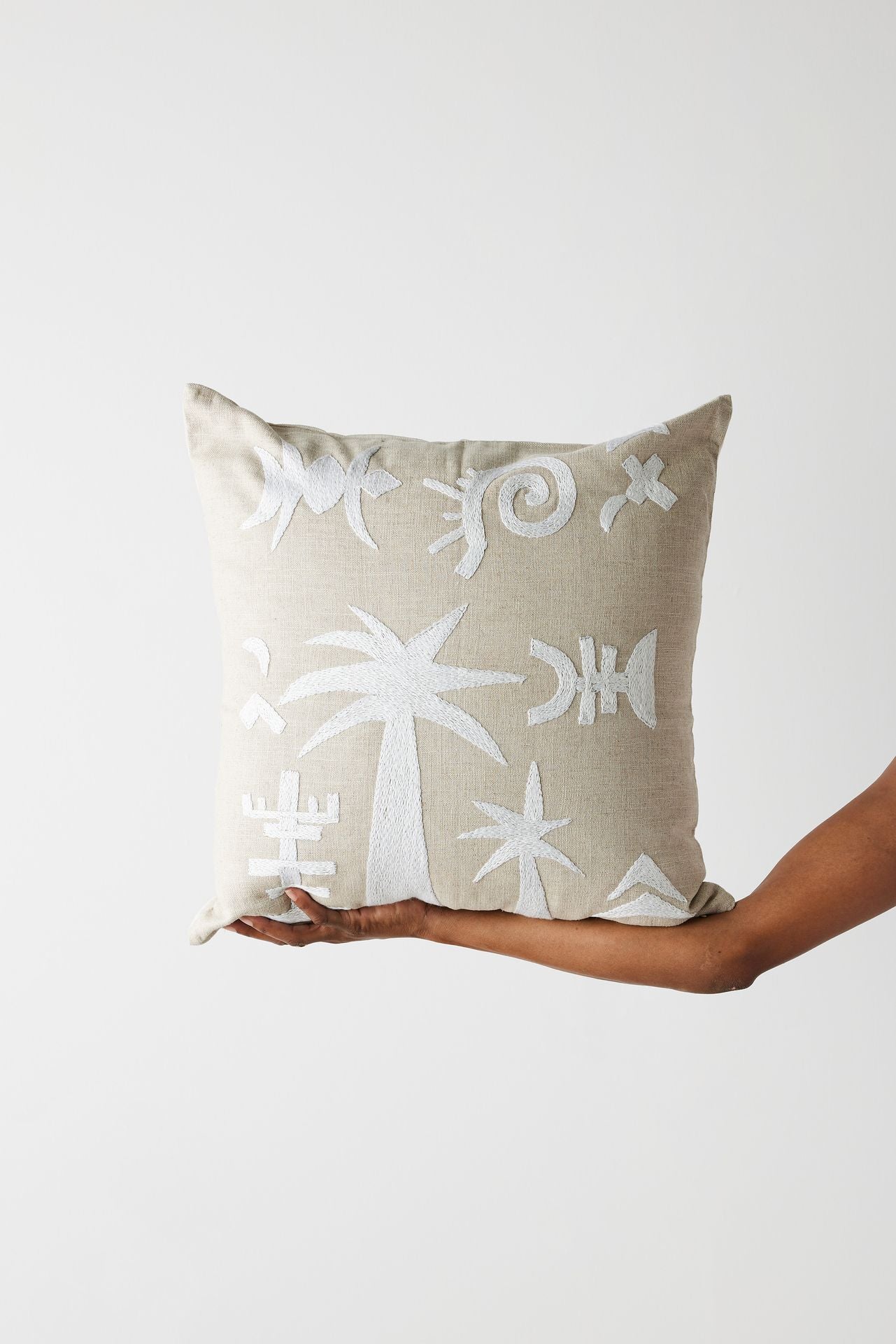 Keiskamma Natural White Linen & Silk Embroidered Throw P...