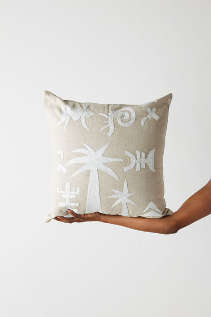 Keiskamma Natural White Linen & Silk Embroidered Throw P...