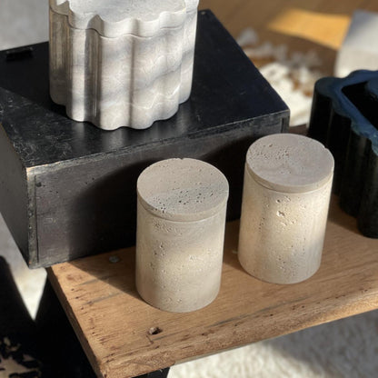 Jar Duo in Travertine
