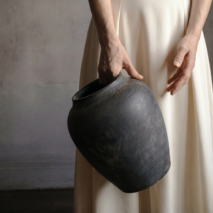 Heritage Classic Terracotta Vessel - Hand-Painted in Wea...