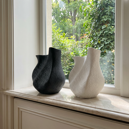 Everest Terracotta Vessel, Hand-painted in Jet Black,