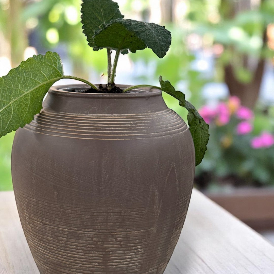 Heritage Classic Terracotta Vessel, Hand-Painted in Eart...
