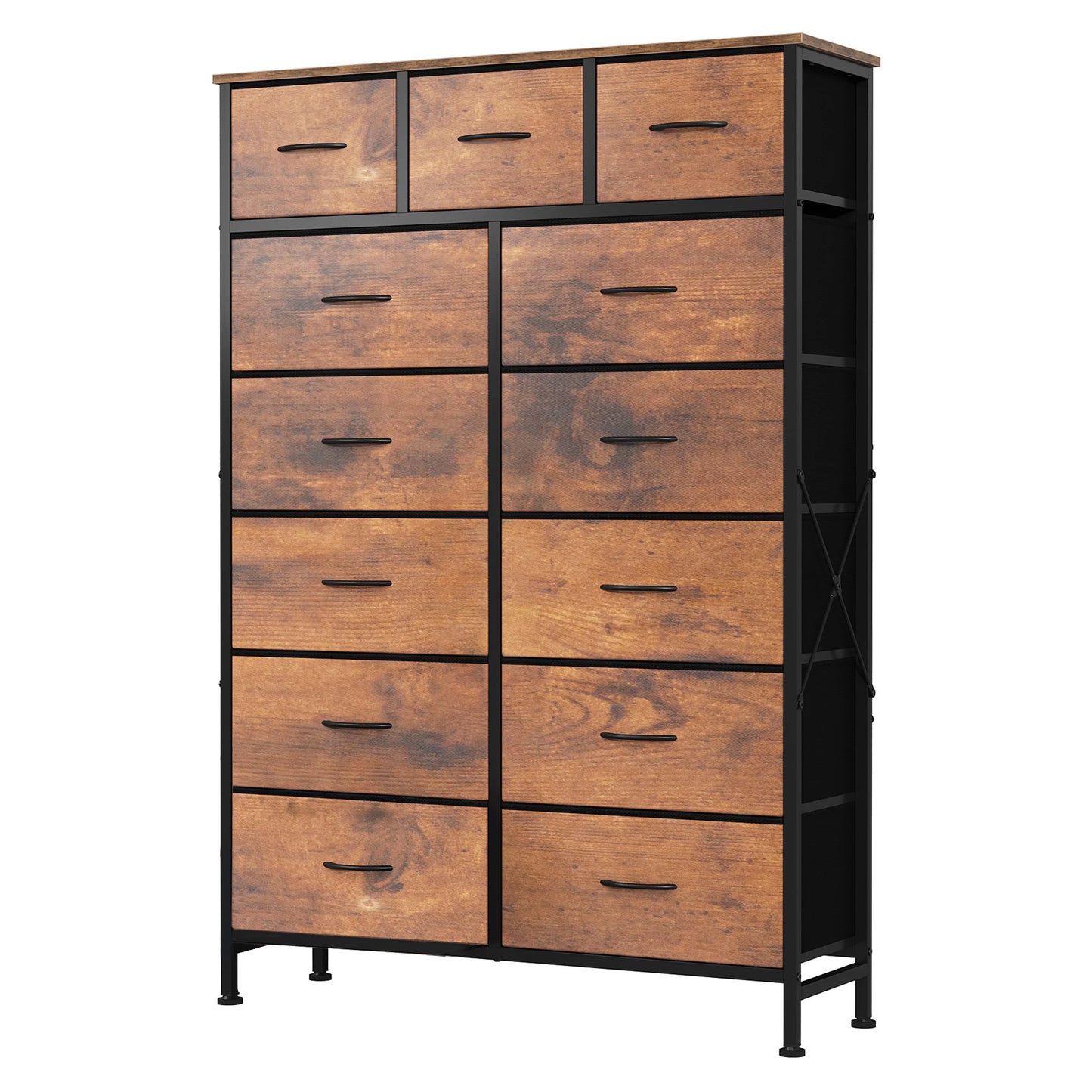 Fabric Drawers Dresser Living Room Cabinet Storage Organizer Cabinet Adjustable Feet Steel Frame Assembly Closet For Furniture Closet Bedroom Entryway
