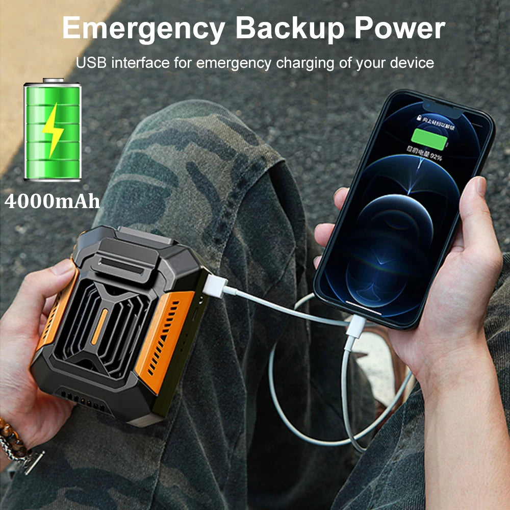 Small Portable Fan with Power Bank LED Light - Great for camping