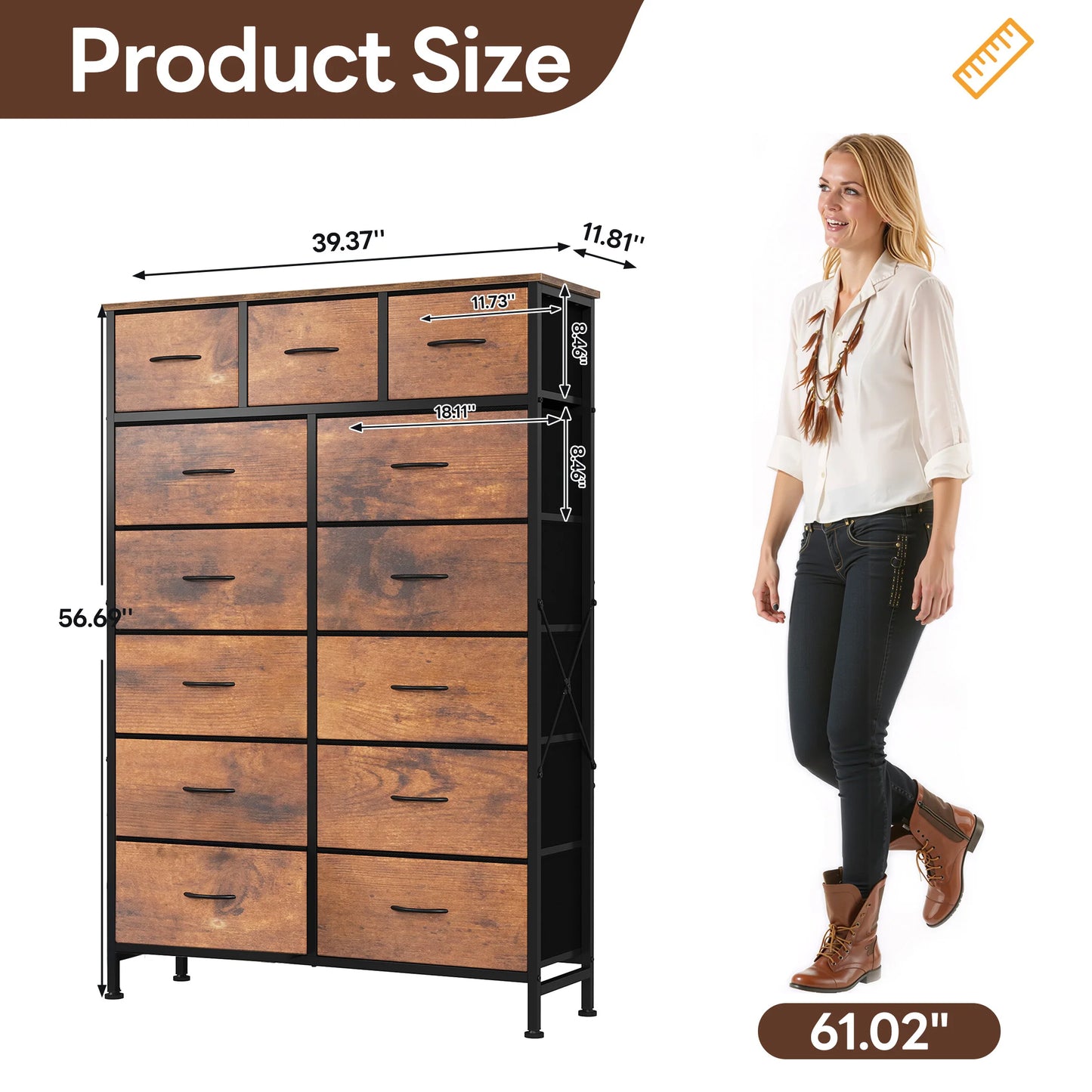 Fabric Drawers Dresser Living Room Cabinet Storage Organizer Cabinet Adjustable Feet Steel Frame Assembly Closet For Furniture Closet Bedroom Entryway