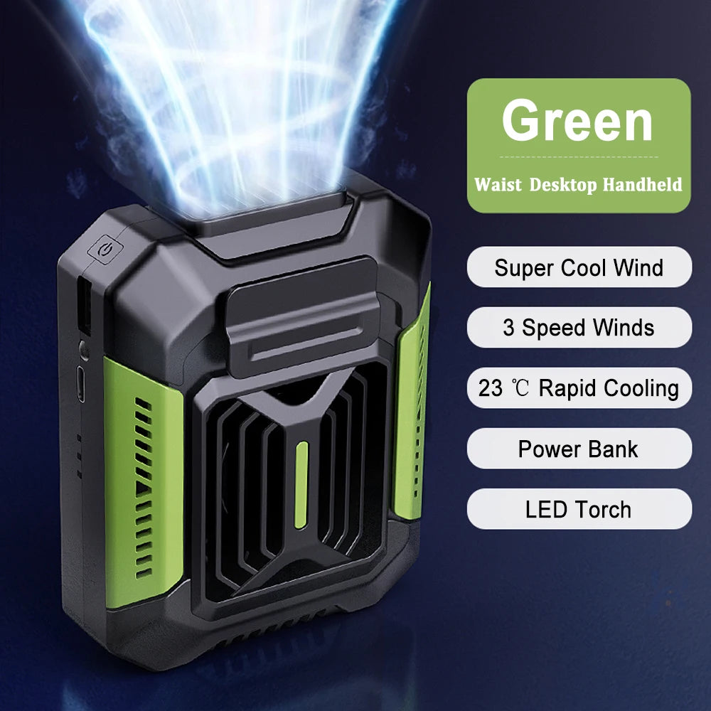 Small Portable Fan with Power Bank LED Light - Great for camping