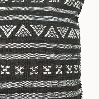 Desert Stripe Embroidered Cactus Silk Pillow - Black