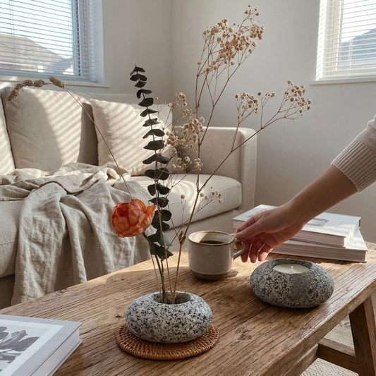 Beach Stone Ikebana Vase