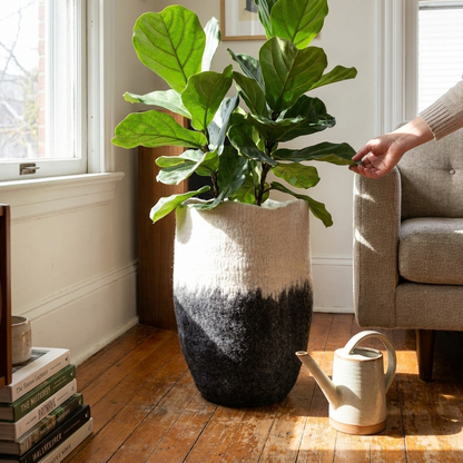 Eclipse Black and White Wool Floor Vase