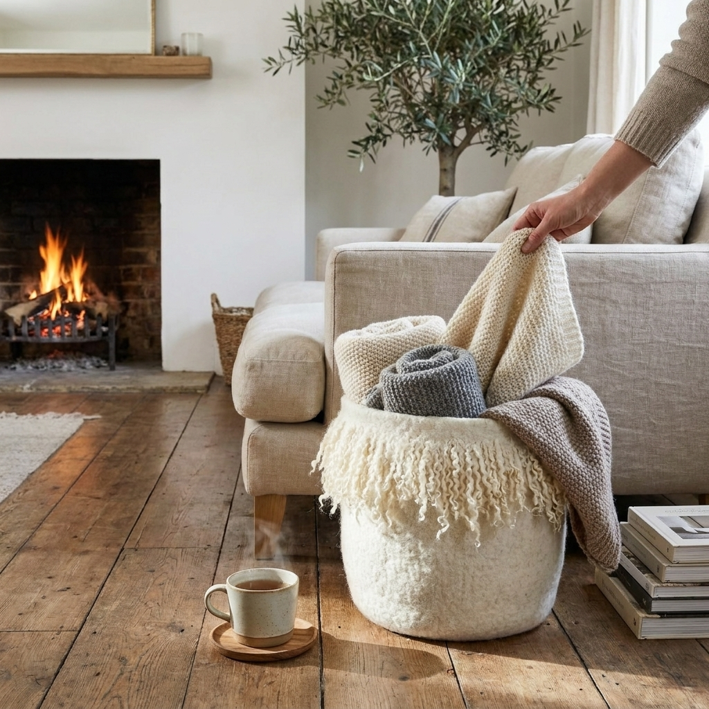 Fringed Skirt Mohair Decorative Wool Basket
