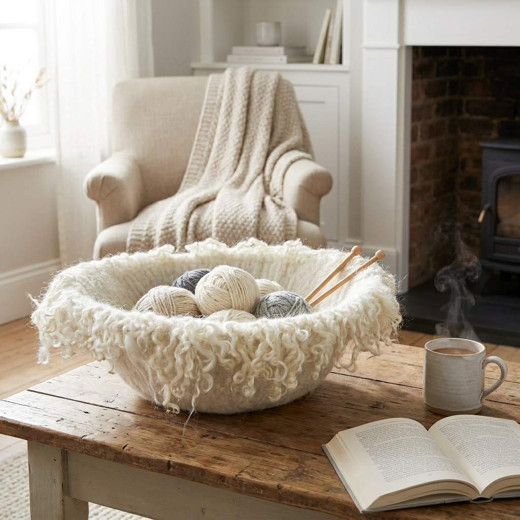 Fringed Skirt Decorative Wool Natural Bowl