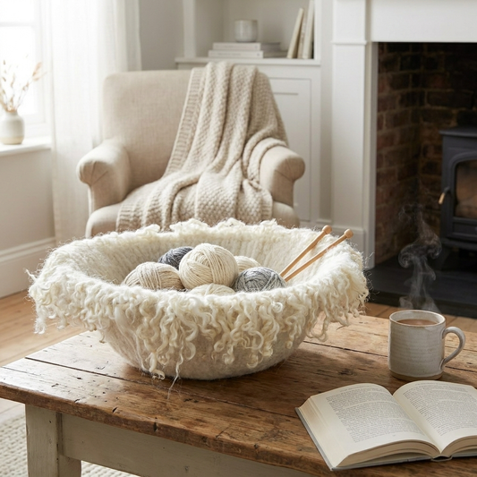 Fringed Skirt Decorative Wool Natural Bowl