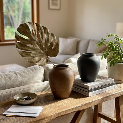 Heritage Classic Terracotta Vessel - Hand-Painted in Weathered