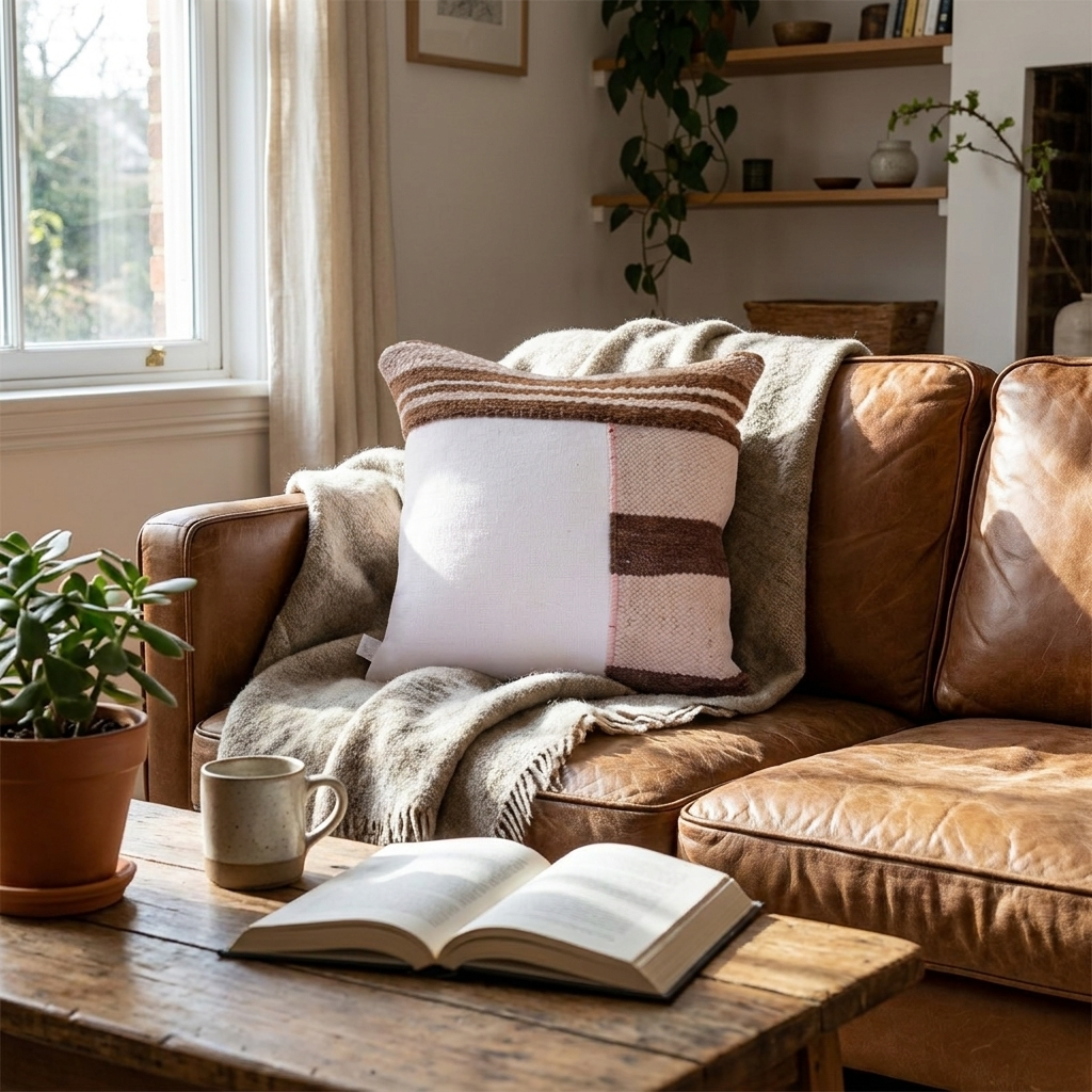 Upcycled Woven Patchwork Pillow