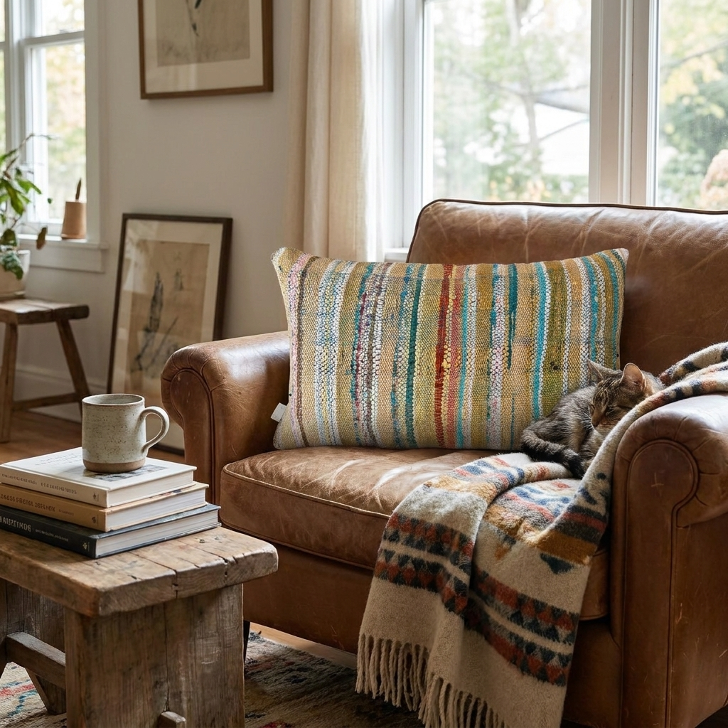 Sunny Handwoven Moroccan Pillow