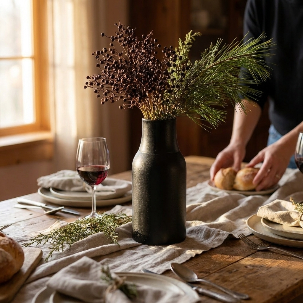 Matte Black Bottle Vase by Apartment F