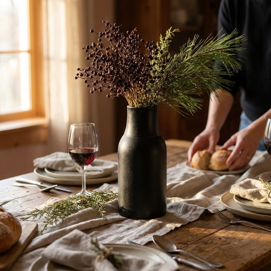 Matte Black Bottle Vase by Apartment F