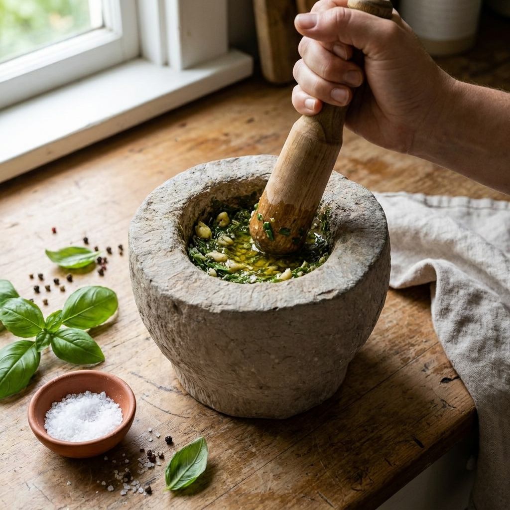 Carved Stone Mortar Bowl