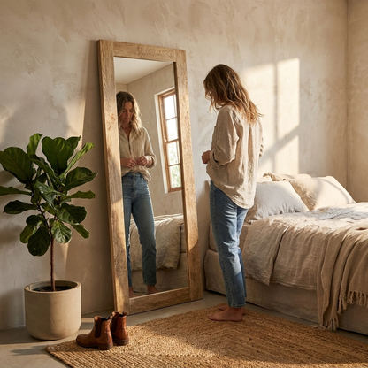 Vintage Elm Floor Mirror