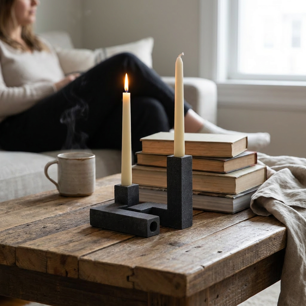 Candlestick Holder Set - Black Terrazzo