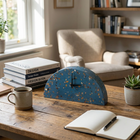 Mantle Clock - Chunky Cobalt Terrazzo