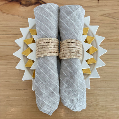 Handwoven Raffia Napkin Rings - Set of 2