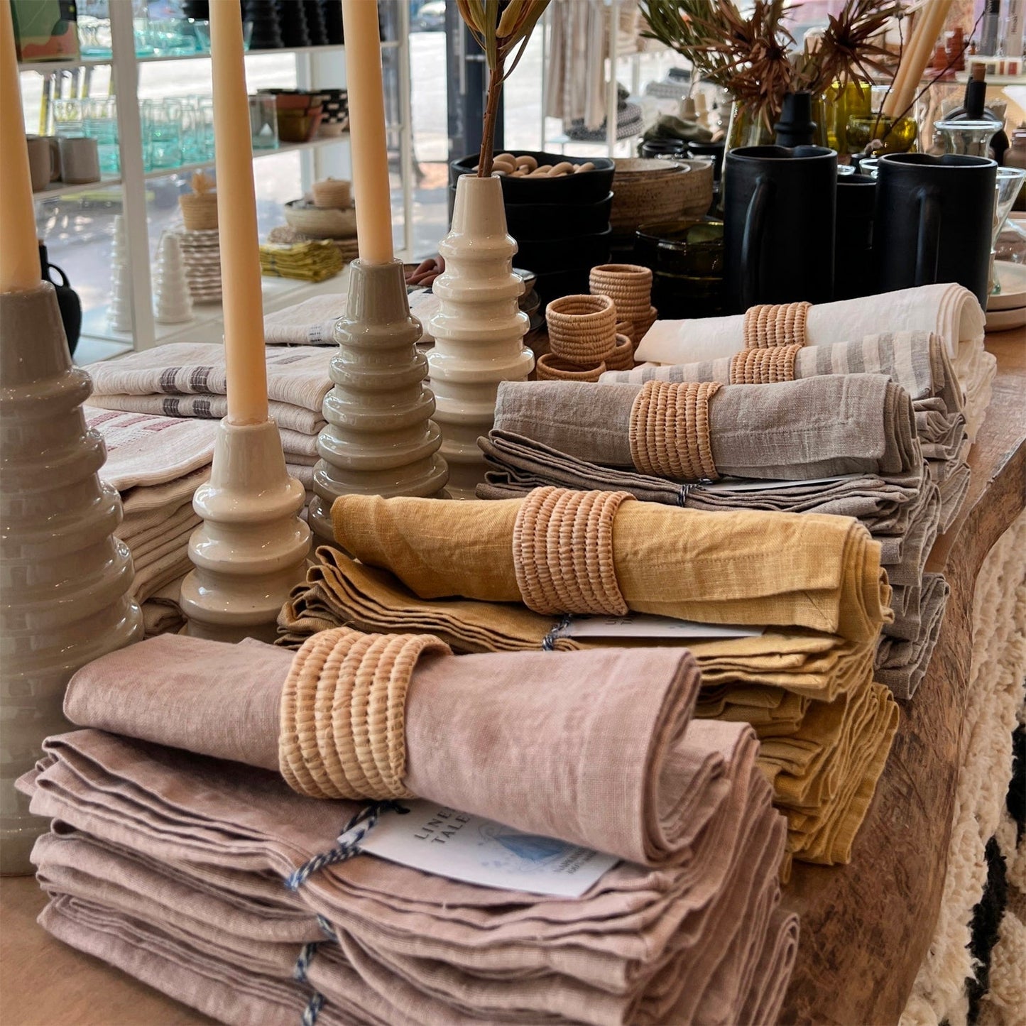 Handwoven Raffia Napkin Rings - Set of 2