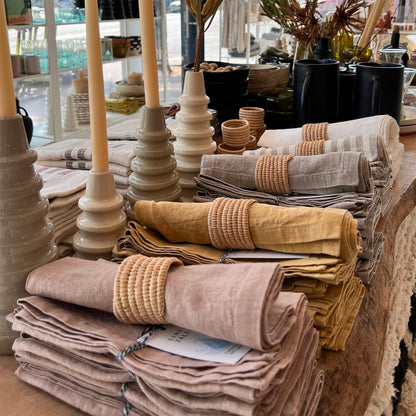 Handwoven Raffia Napkin Rings - Set of 2