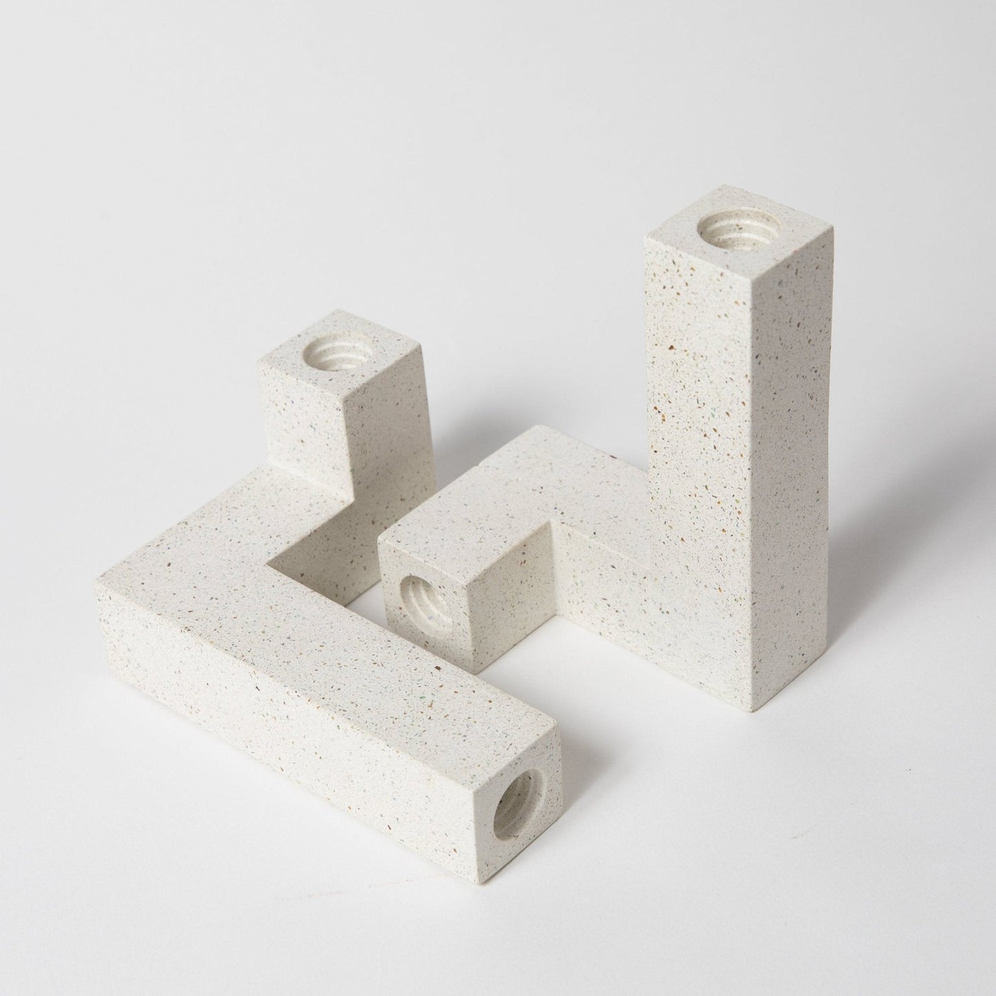 Candlestick Holder Set - White Terrazzo