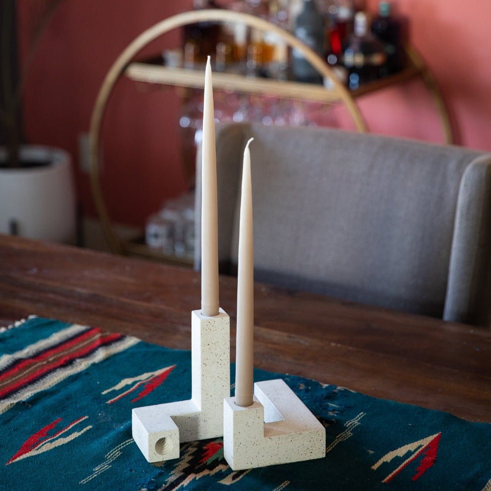 Candlestick Holder Set - White Terrazzo