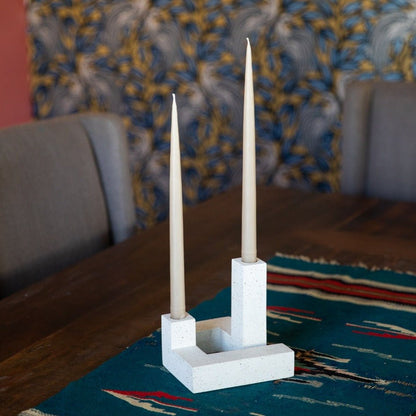 Candlestick Holder Set - White Terrazzo