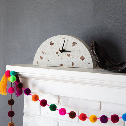 Mantle Clock - Chunky White Terrazzo