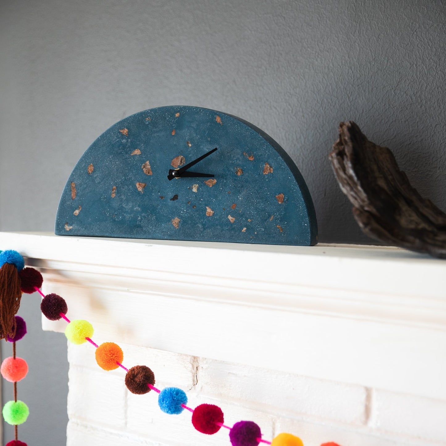 Mantle Clock - Chunky Cobalt Terrazzo