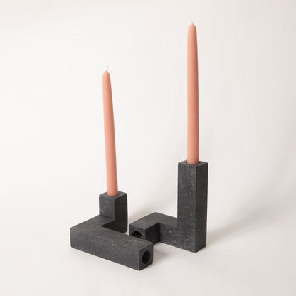 Candlestick Holder Set - Black Terrazzo