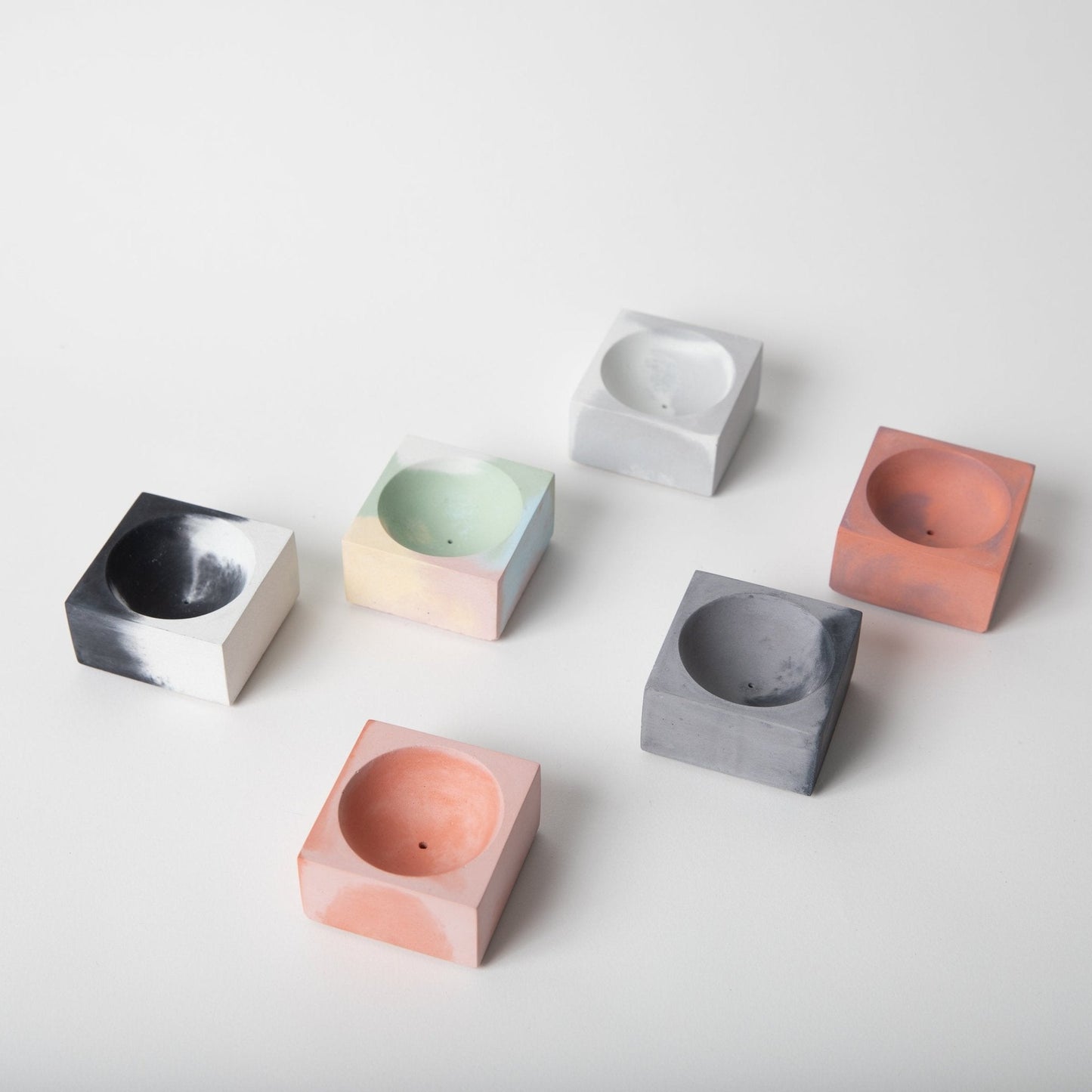 Square Incense Holder - Grey & White