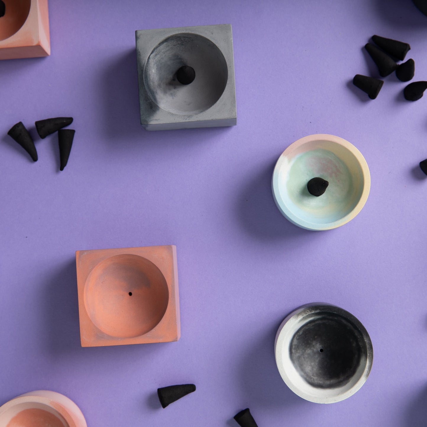 Square Incense Holder - Black & Grey