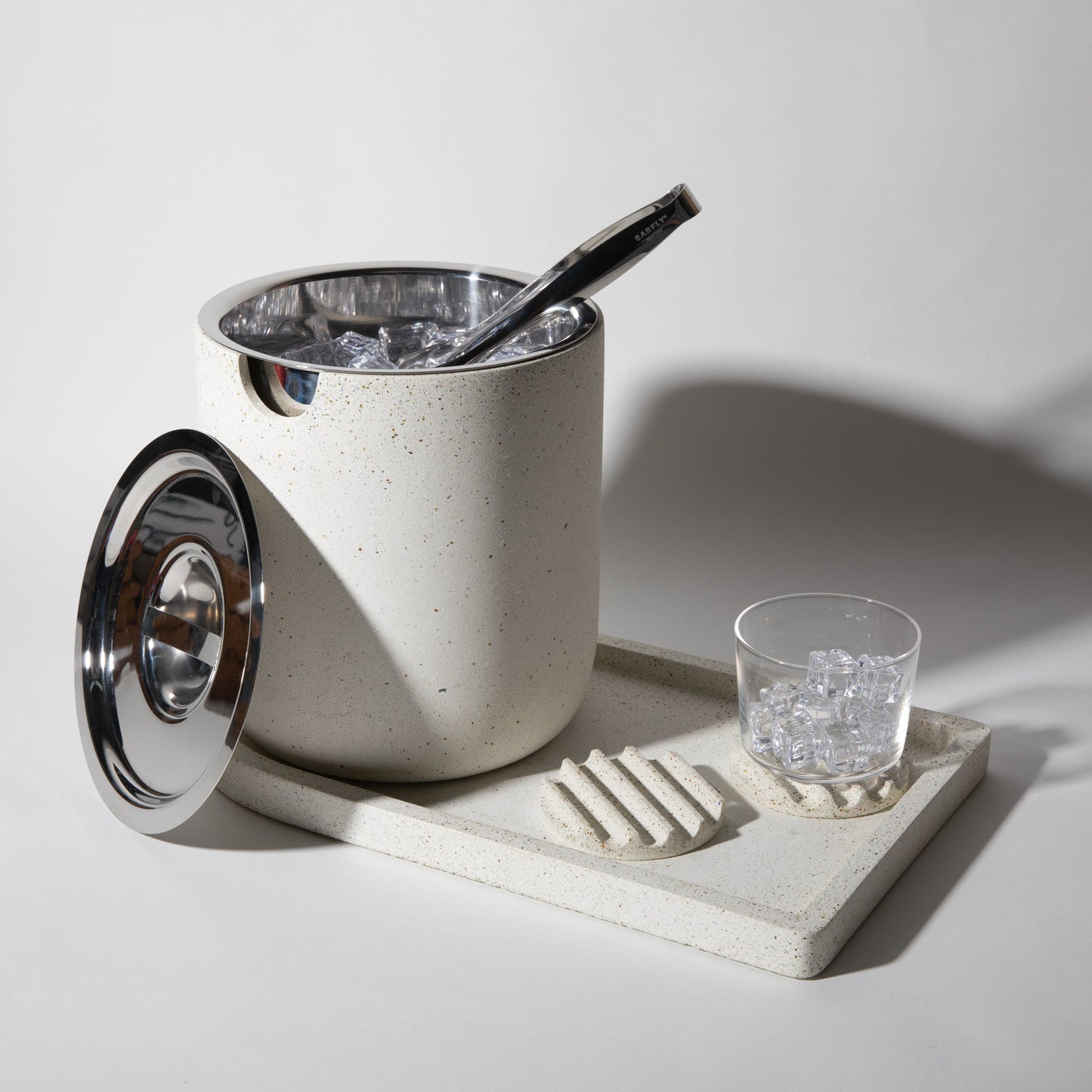 Ice Bucket Tray - White Terrazzo