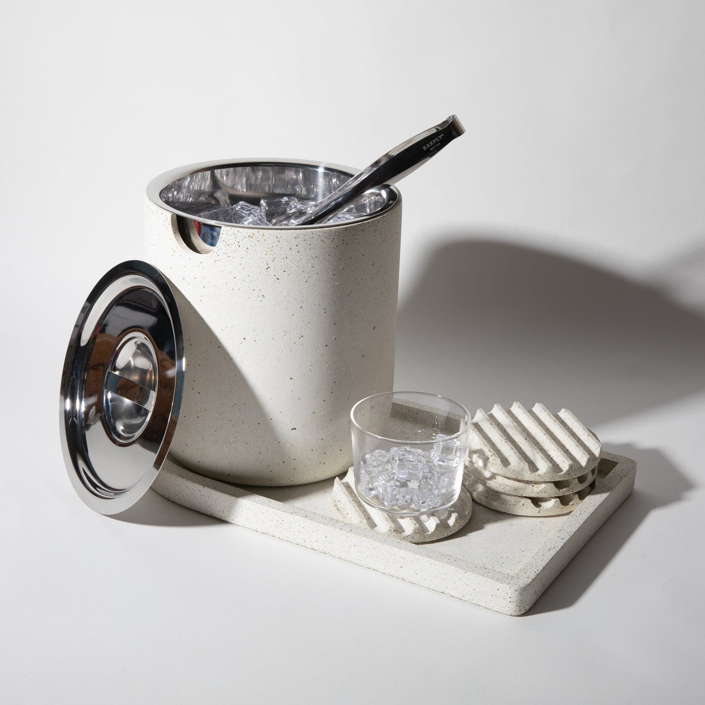 Ice Bucket Tray - White Terrazzo